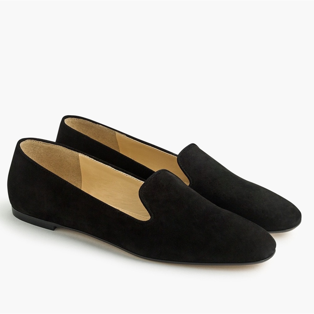 J Crew black suede smoking slipper / loafer - size 8.5